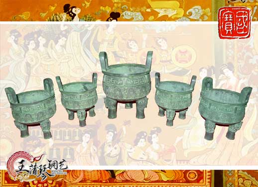 銅鼎，銅五鼎，中國鼎，佛像用鼎